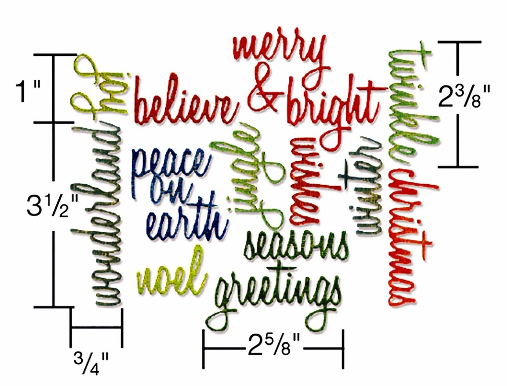 Sizzix Thinlits Holiday Words: Script 17-die set #660058 Retail $22.99 Tim Holtz