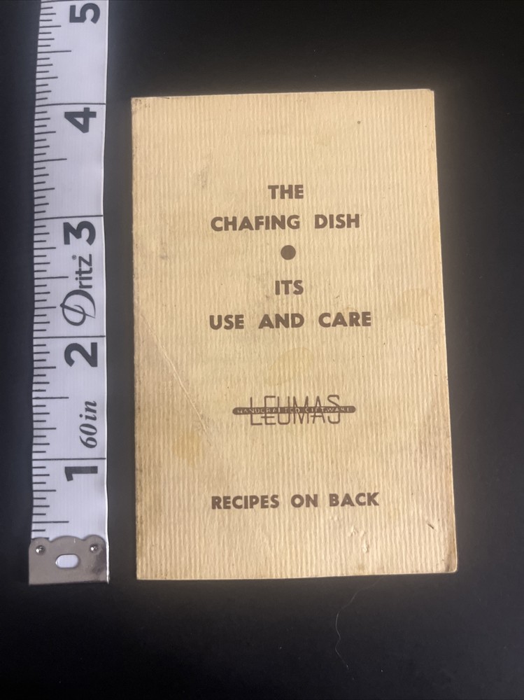 LEUMAS Chafing Dish PAPER Usage Guide Pamphlet with Recipes 1950s