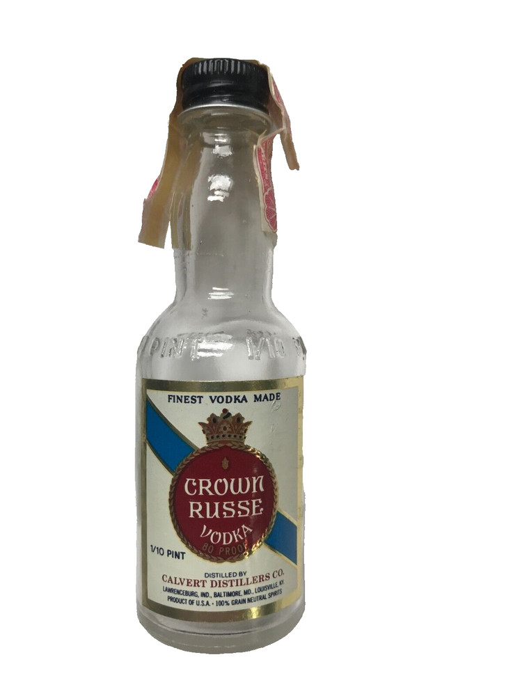 CROWN RUSSE VODKA MINI BOTTLE EMPTY TO COMPLY WITH EBAY RULES
