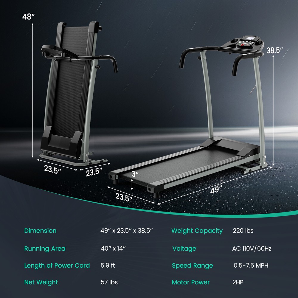 800W Foldable Treadmill Electric Motorized Power Indoor Workout Running Machine