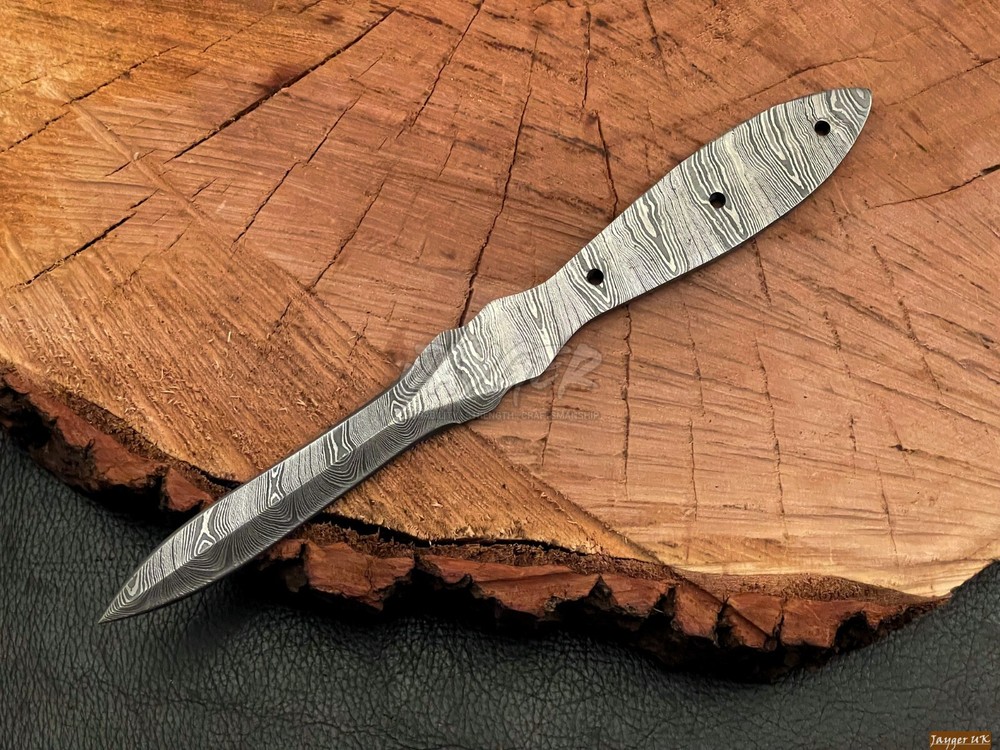Handmade Pattern Welded Damascus Steel Blank Blade-Double Edge Knife-Dagger-B18
