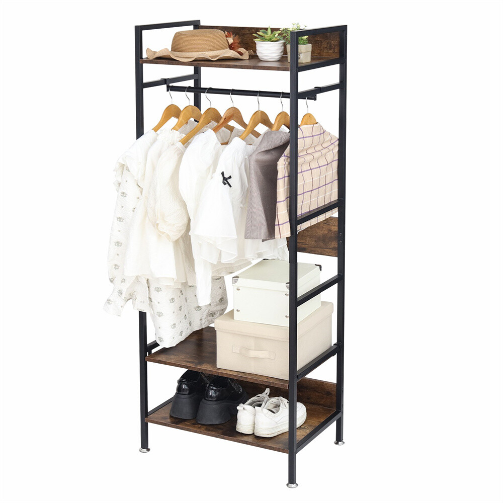 Sturdy Clothes Rack Freestanding Garment Storage Shelf Adjustable Kitchen Shelf