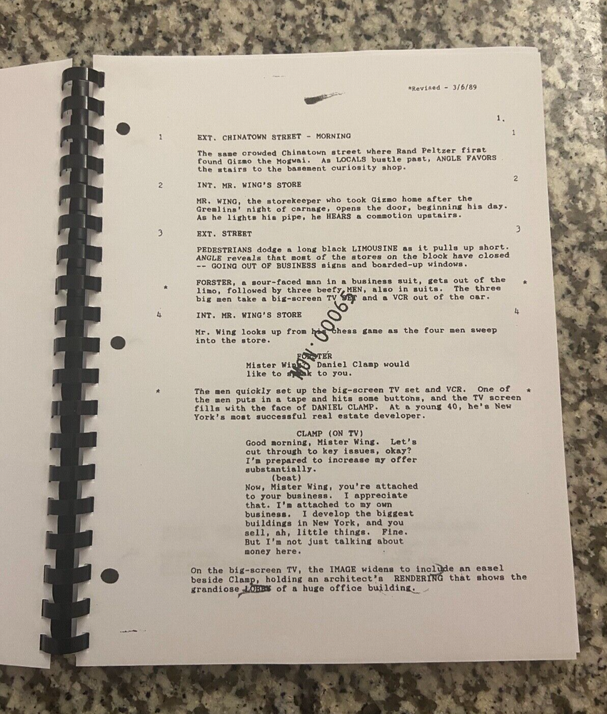 Gremlins 2 Horror Movie Script Reprint Full Screenplay unsigned