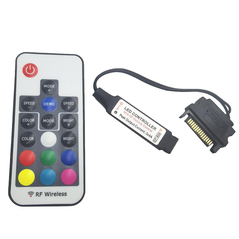 DC12V RGB Controller Mini RF17 Button Remote Wireless 4-Pin PC Case ARGB 5050