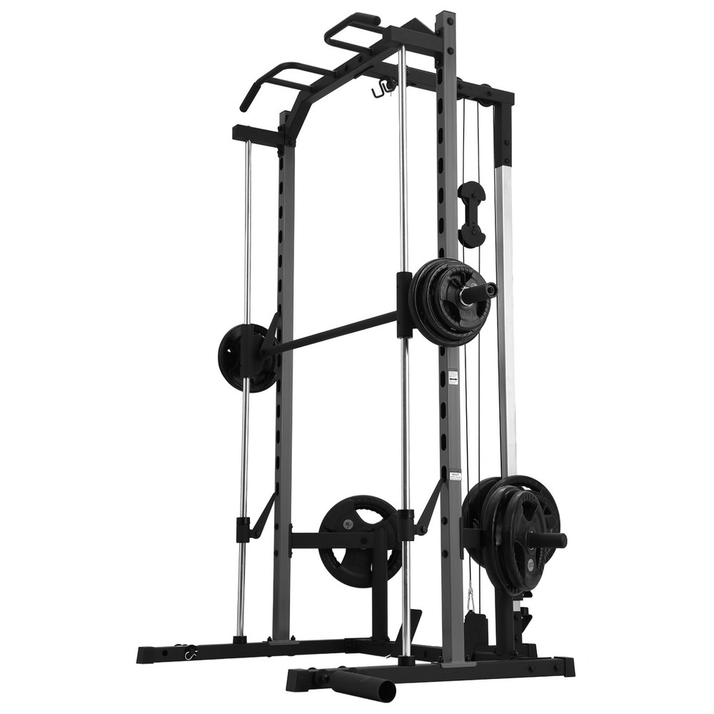 Smith Machine Power Cage Rack with Squat Rack & LAT Pull Down System Home Gym US