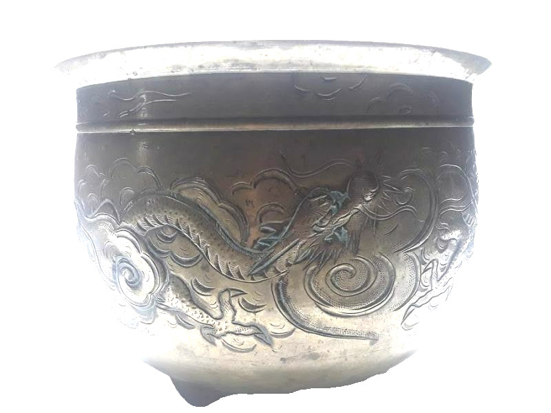 Large Qing Dynasty Bronze Temple censor with Dragons