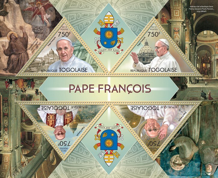 2013 TOGO MNH. POPE FRANCIS. Y&T Code: 3304-3307  |  Michel Code: 5086-5089