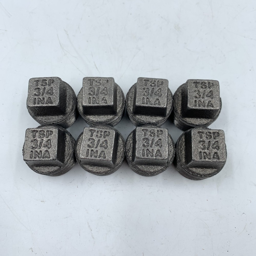 8 Pack 3/4" Black Iron Pipe Plug Square Head