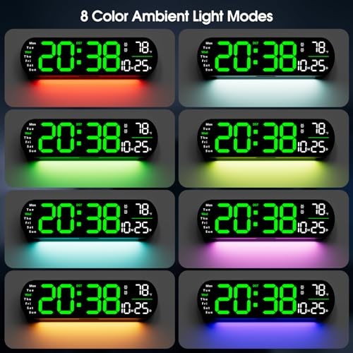 Digital Wall Clock, 13" Large Display Digital Clock with Remote Control, Green