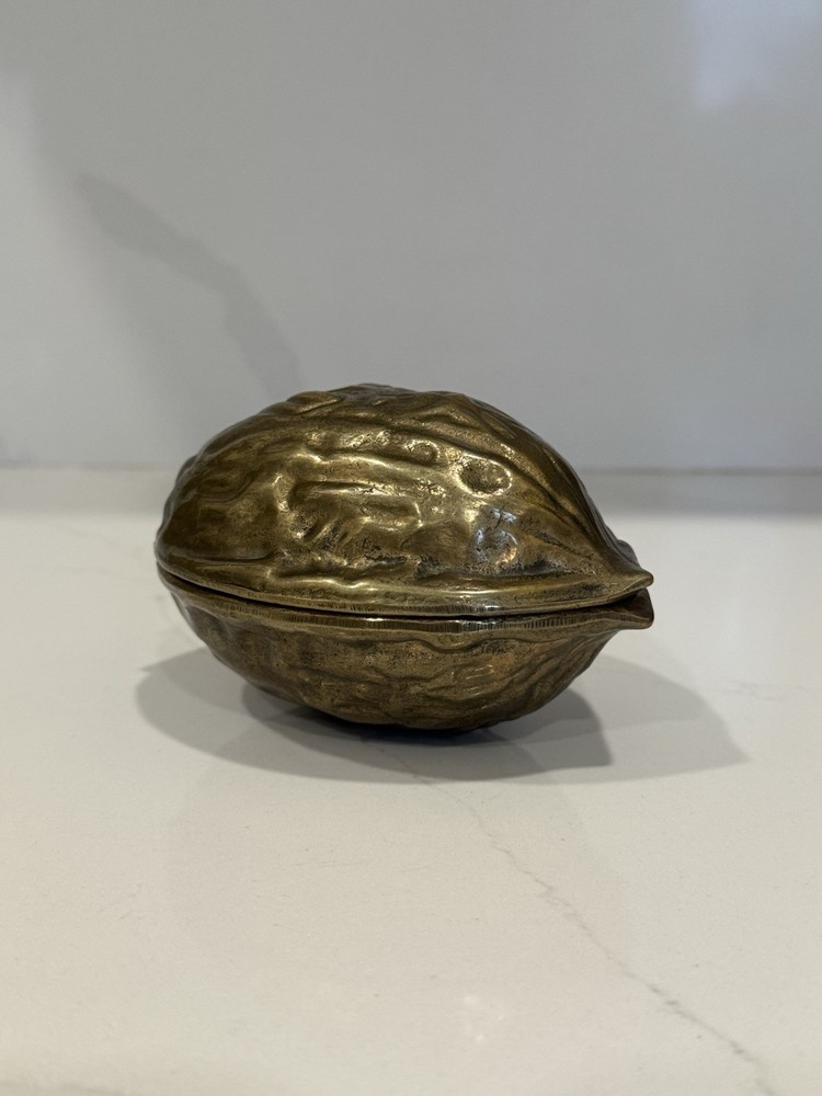 Vintage Interpur Walnut-Shaped Solid Brass Nutcracker