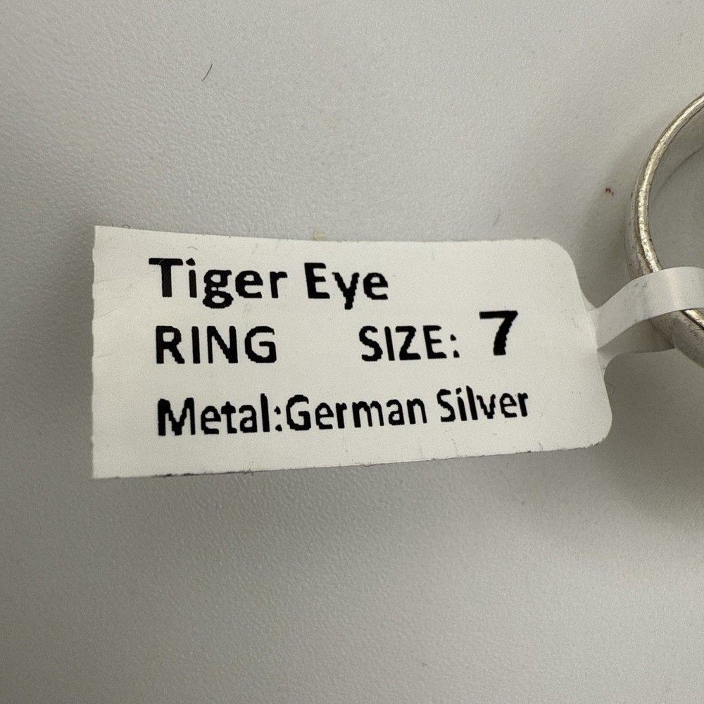 German Silver Tiger Eye Rectangle Statement Ring Size 7 NWT