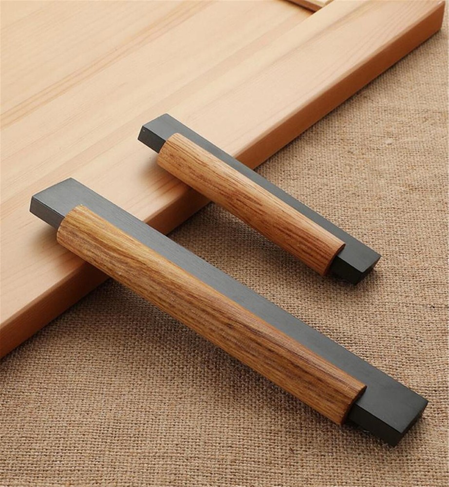 Beech Wood Cabinet Pull Wardrobe Closet Cabinet Handles Kitchen Pulls Knobs