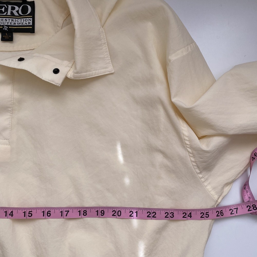 Zero Restriction Golf Pullover Snap Windbreaker Large Ivory Yellow 100% Dacron