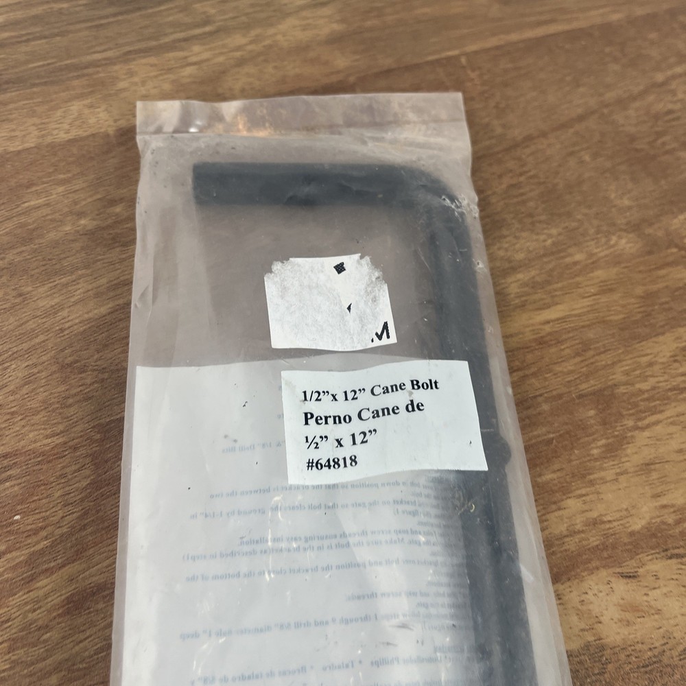 1/2” X12” Black Cane Bolt Gate Lock