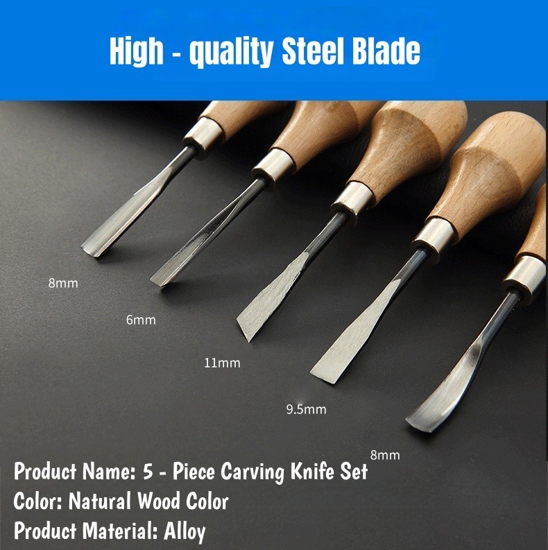5Pcs Professional Wood Carving Hand Chisels Tools Set Woodworking Gouges Lathe
