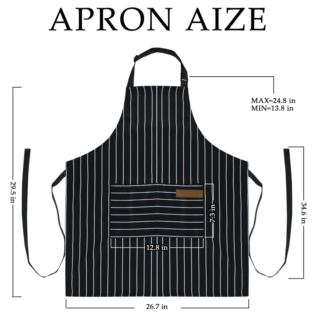 2 Pack Apron - Unisex, Adjustable Bib Kitchen Apron, Cooking Apron, Aprons fo...