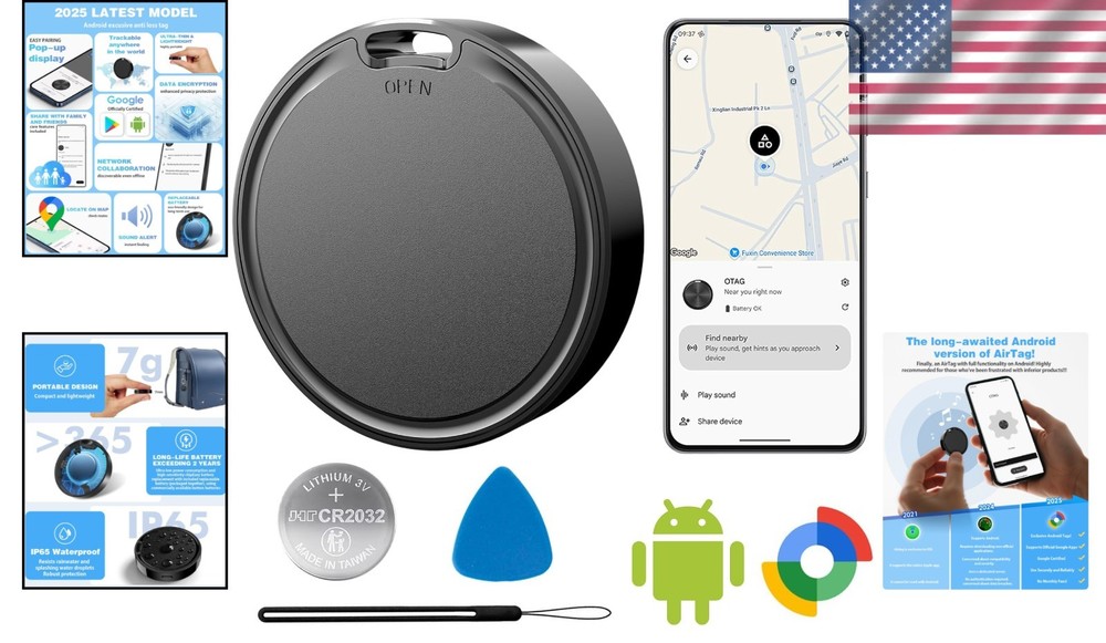 Compact Bluetooth Tracker Tags for Android - Rugged, Waterproof & 2- Battery