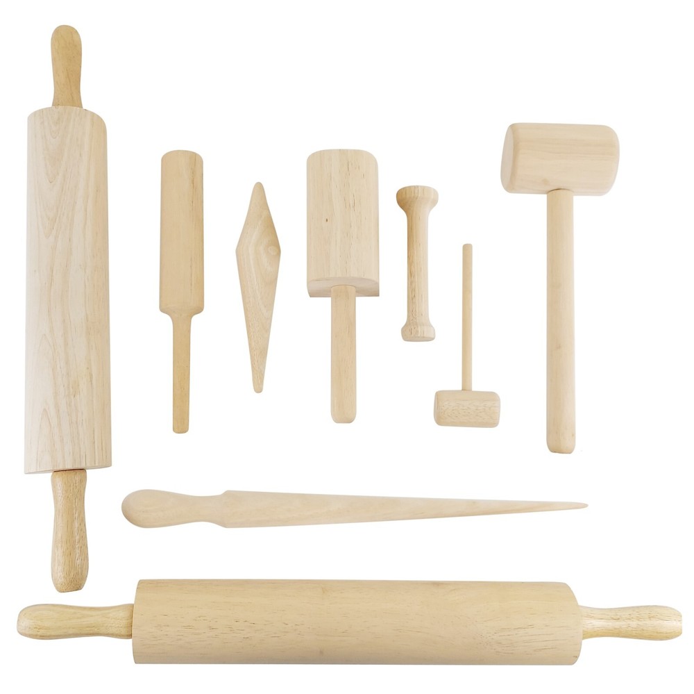 Pottery Tool Lot- 9 Wooden Tools Included