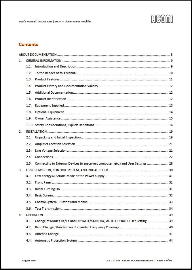 ACOM 500S 60-4 m Solid State Amplifier USB OWNER'S MANUAL - KJ4IYE