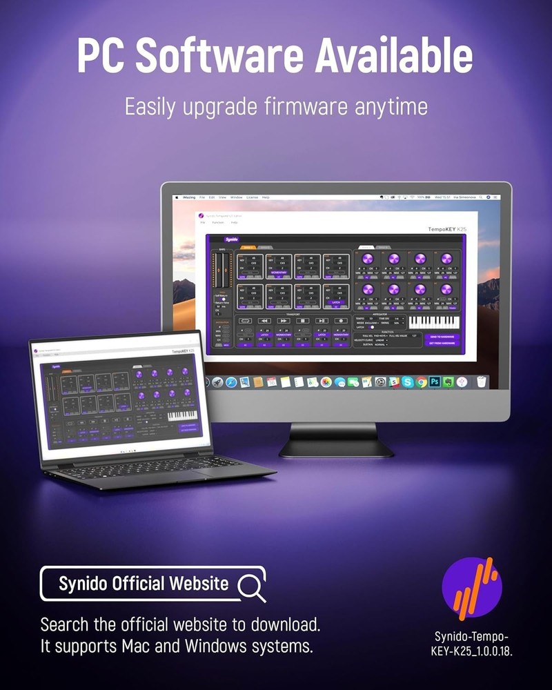 25 Key USB MIDI Keyboard Controller with Drum Pads, Professional Mini Midi Ke...