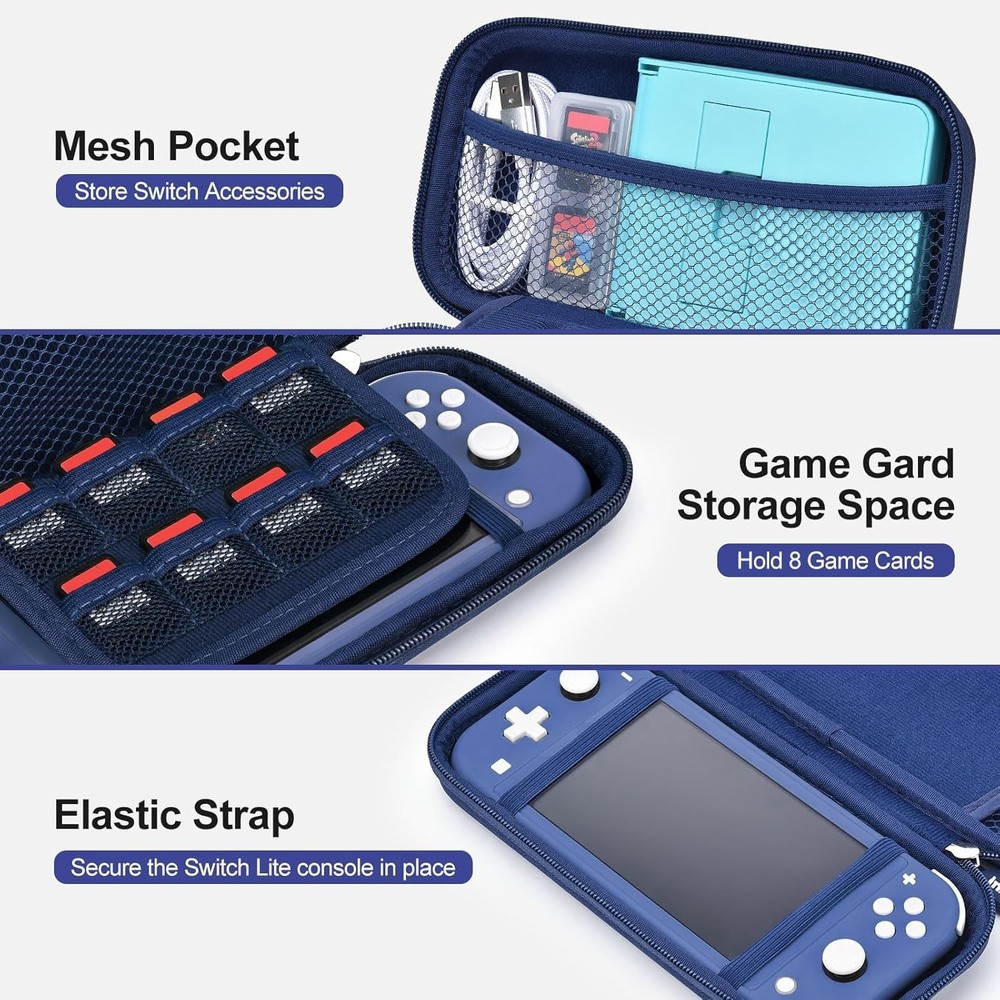 Elegant 18-in-1 Switch Lite Case Bundle: Ultimate Protection & Accessories, Blue