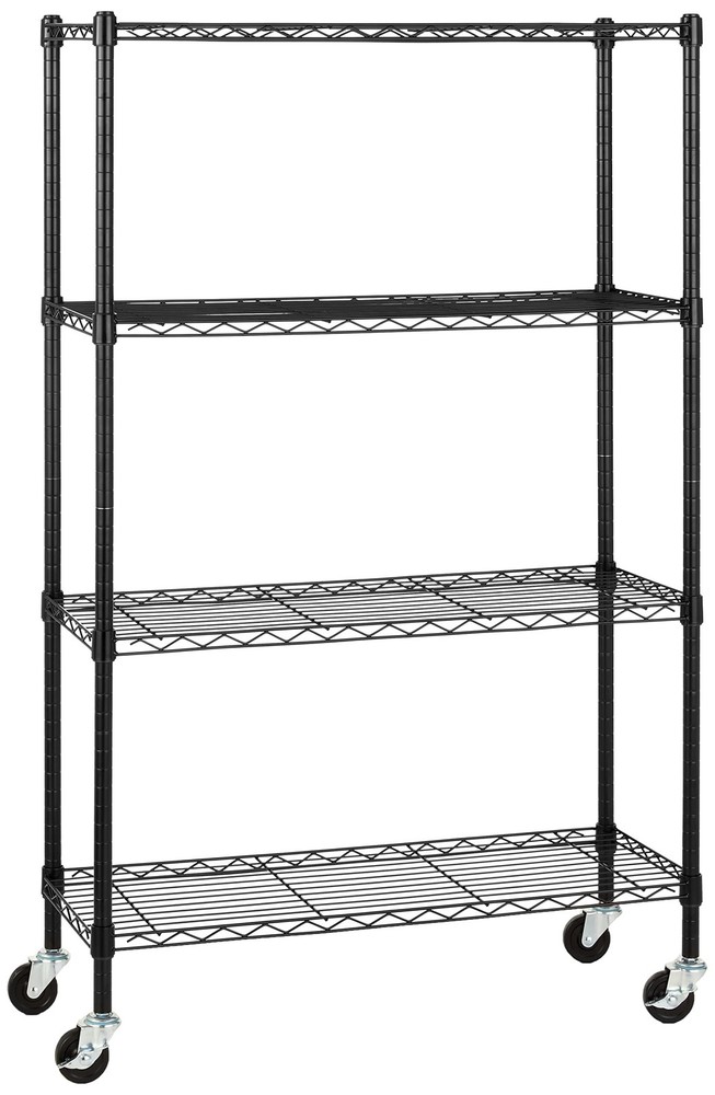 Amazon Basics 4-Shelf Heavy Duty Garage Shelving Storage Unit on 3" Wheel Caster