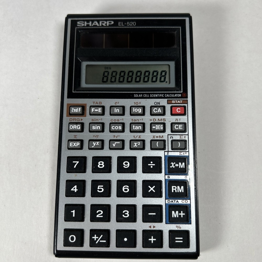 Sharp EL-520  Solar-Powered Calculator - WORKING - VINTAGE