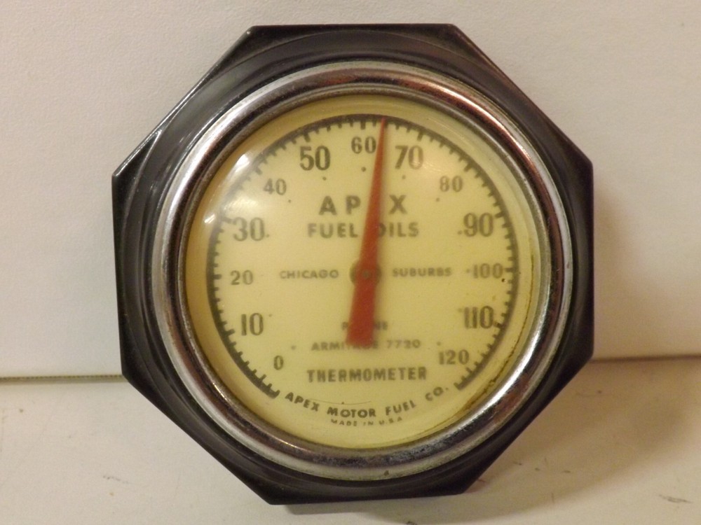Vintage Apex Oil Hexagon Thermometer