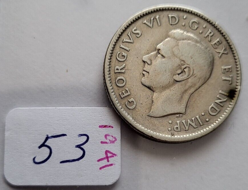1941 25 Cent Canada - 80% Silver - King George VI