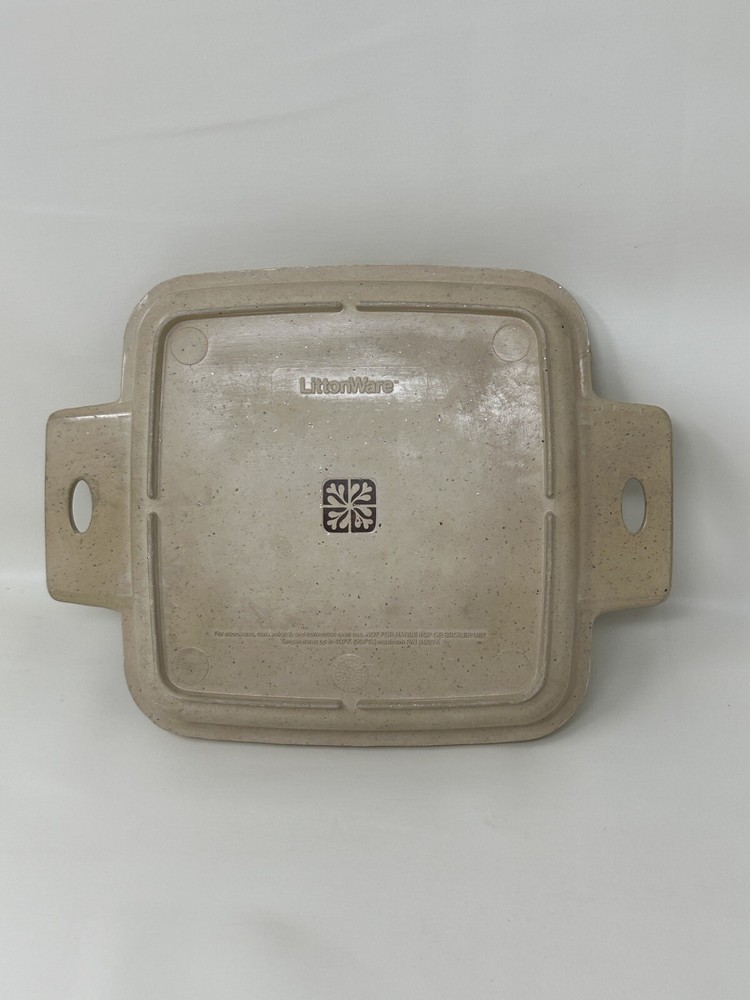LittonWare Microwave Square Pan Dish 1 Quart With Divided Lid Vintage