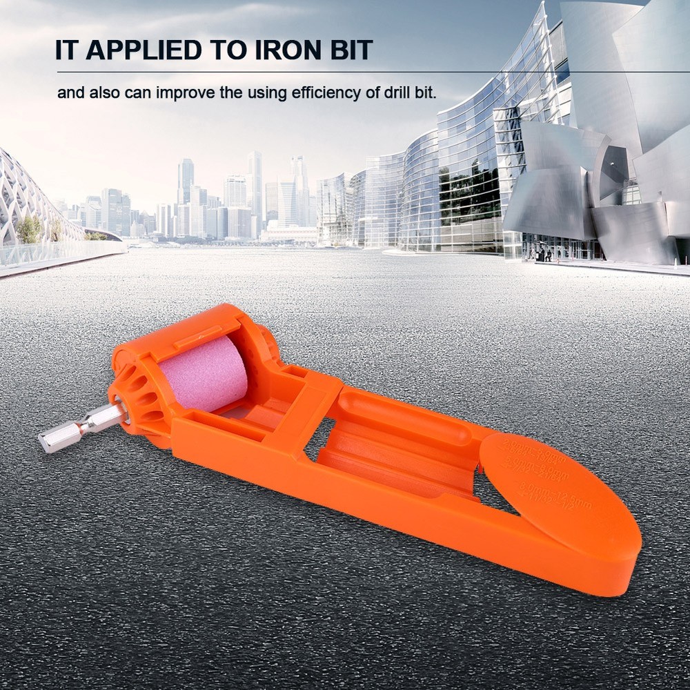 Orange Portable Drill Bit Sharpener Corundum Grinding Wheel Wood Process Tool