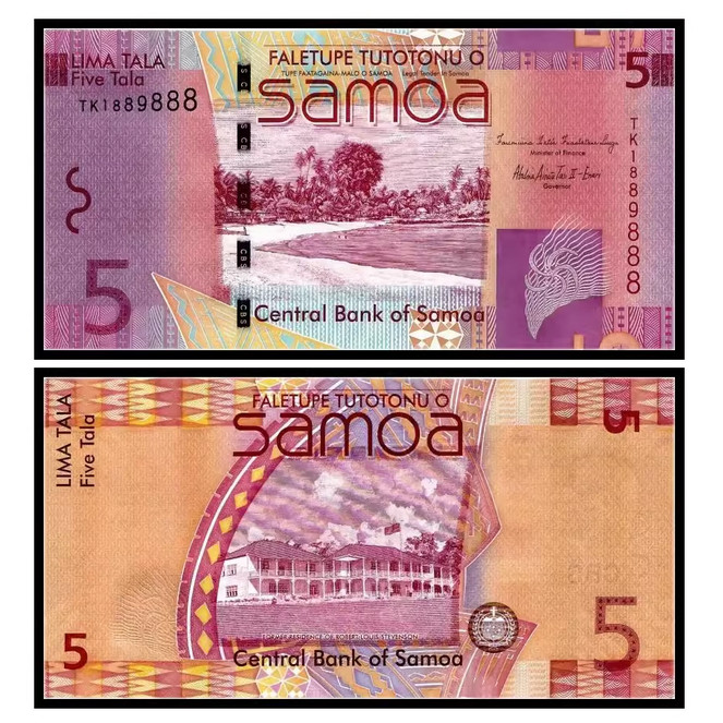 2012 Samoa 5 Tala P-38b NEW UNC Banknote