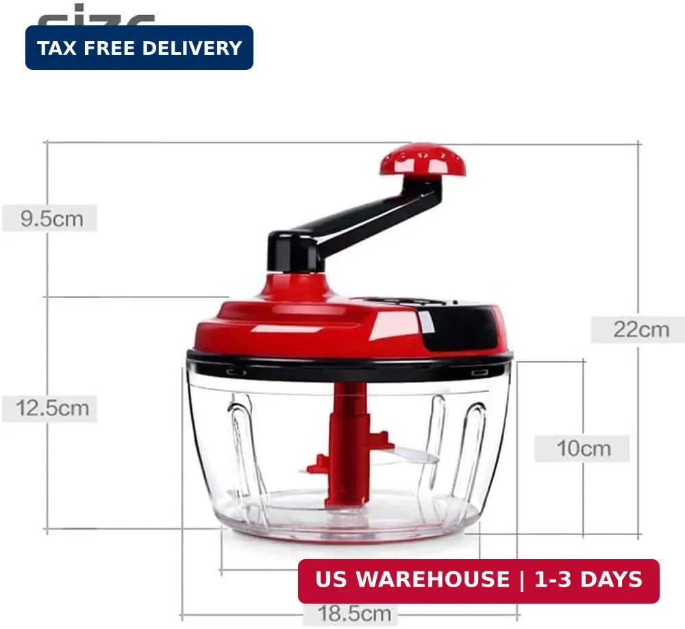 Multi-Functional Manual Food Processor,8 Cup Hand-powered Crank Chopper,Mincer B