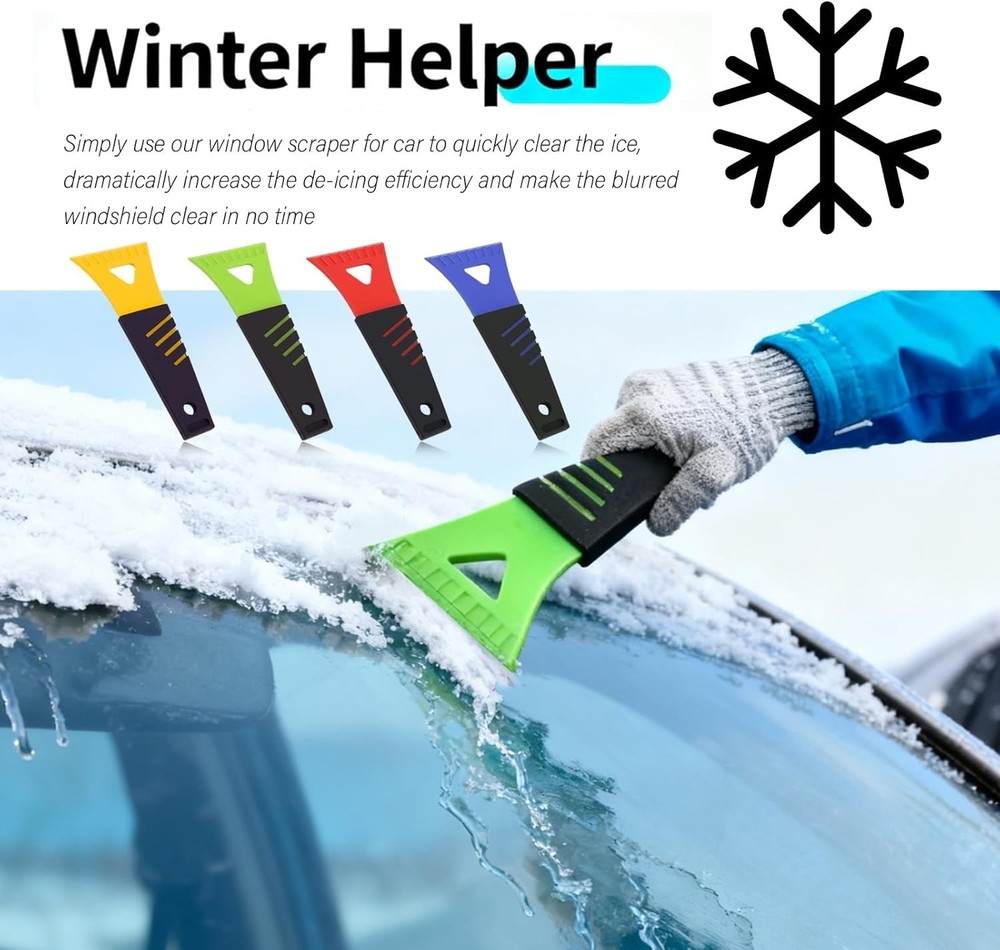 4PCS New Ice Scrapers for Car Windshield,Portable Car Windshield Scraper for Ice