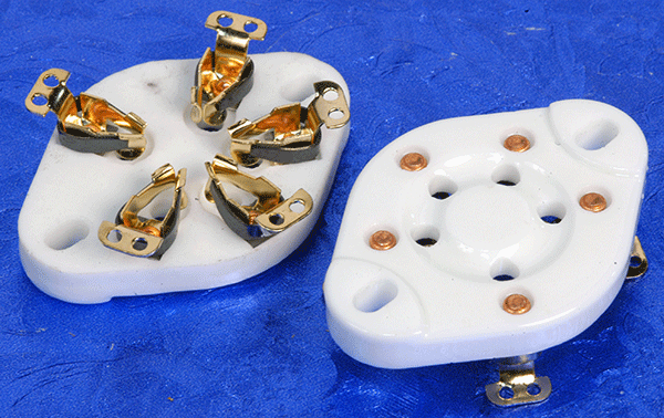 5 Pin Tube Socket, Ceramic Wafer, Gold, #501012