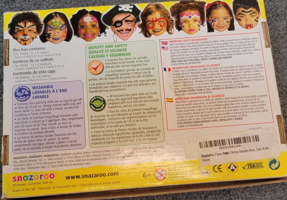 SNAZAROO face painting sticks partial box
