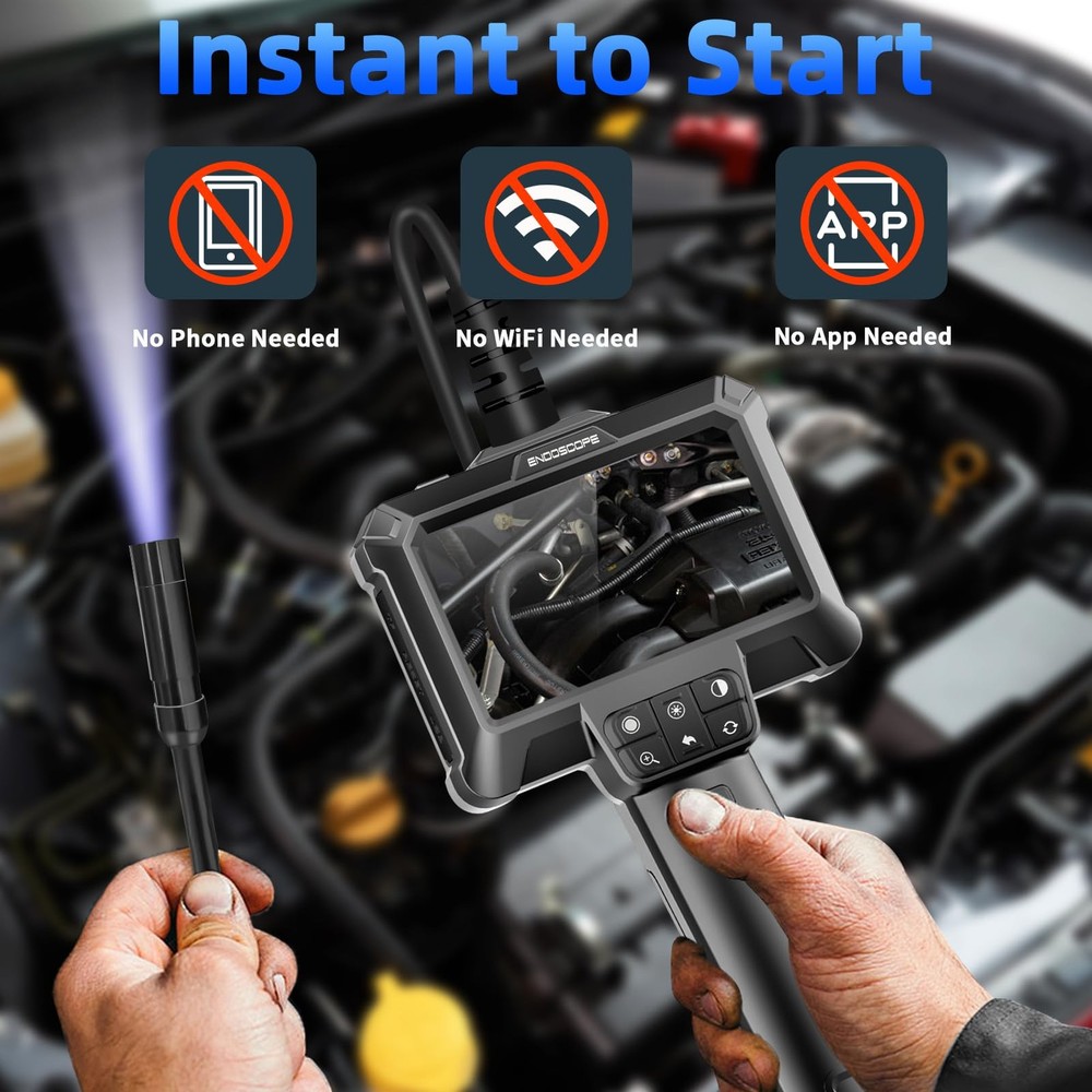 Endoscope Camera with Light - IP67 Waterproof Borescope Camera with 8 Adjusta...