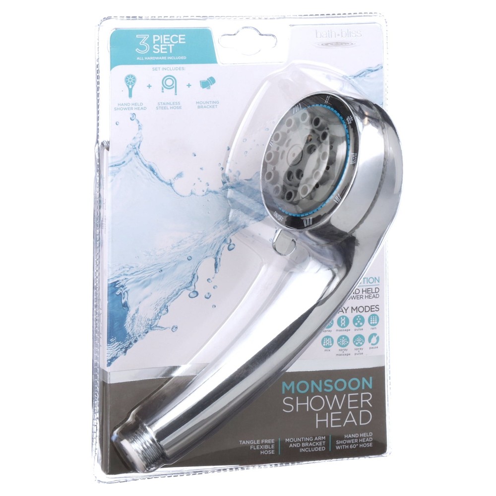 Bath Bliss 8 Function Shower Head and Cord