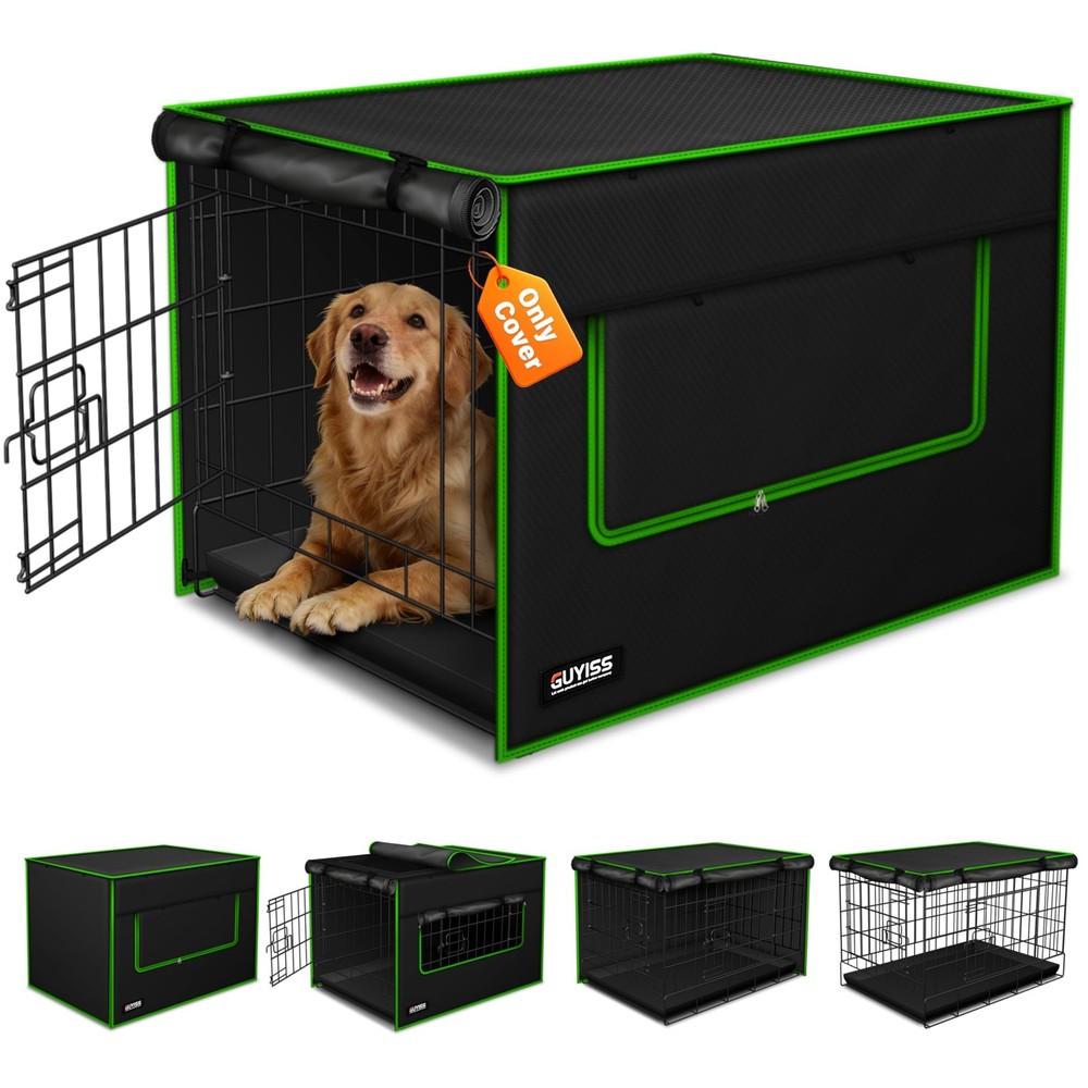 GUYISS Ventilated Dog Crate Cover,Double 48''L×30''W×33''H, Black Basic