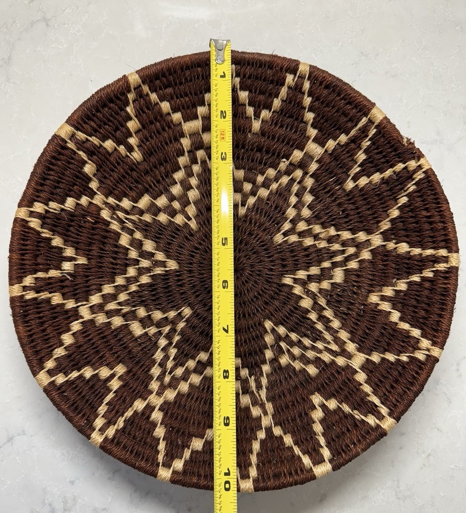 Handwoven Brown and Tan Decorative Basket Boho