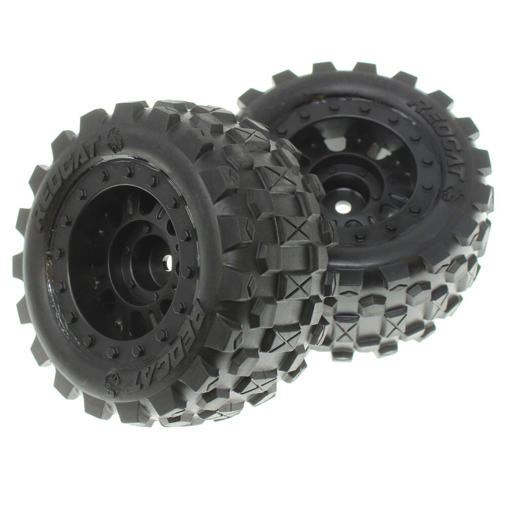 Redcat Pre-mounted 1/16th Scale Tires (Black) (2pcs)