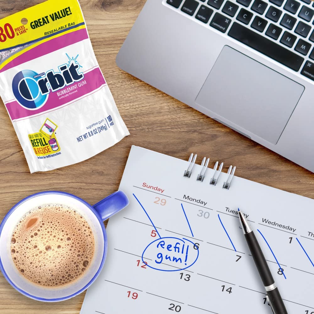 ORBIT Bubblemint Sugar-Free Chewing Gum Bulk Pack 2 Bags
