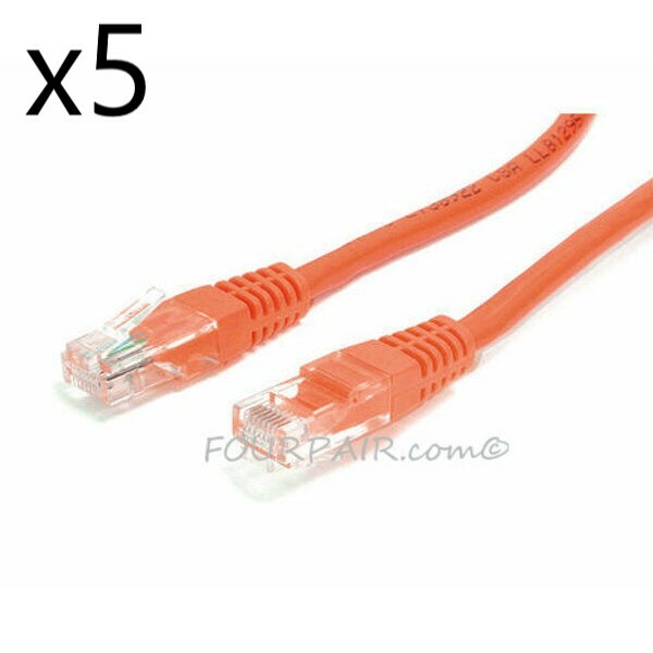5 Pack Lot - 3ft CAT5e Ethernet Network LAN Router Patch Cable Cord WireOrange