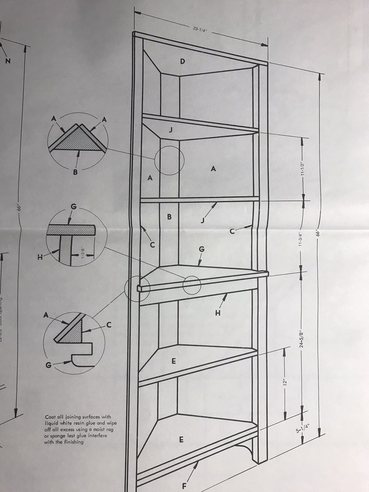 Colonial Cupboard Woodworking Pattern 2911 Full Size Shelf Pattern Pieces