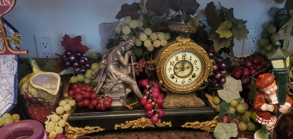 An Antique New Haven "Ivanhoe" Statue Clock