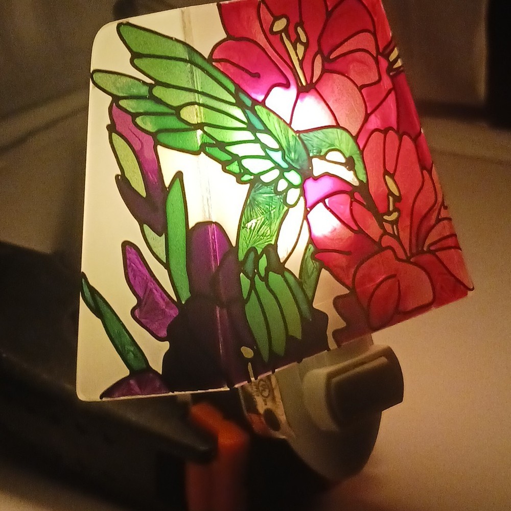 Hummingbird 5" Stain Glass Stylization Night Light With Switch Not Original Box