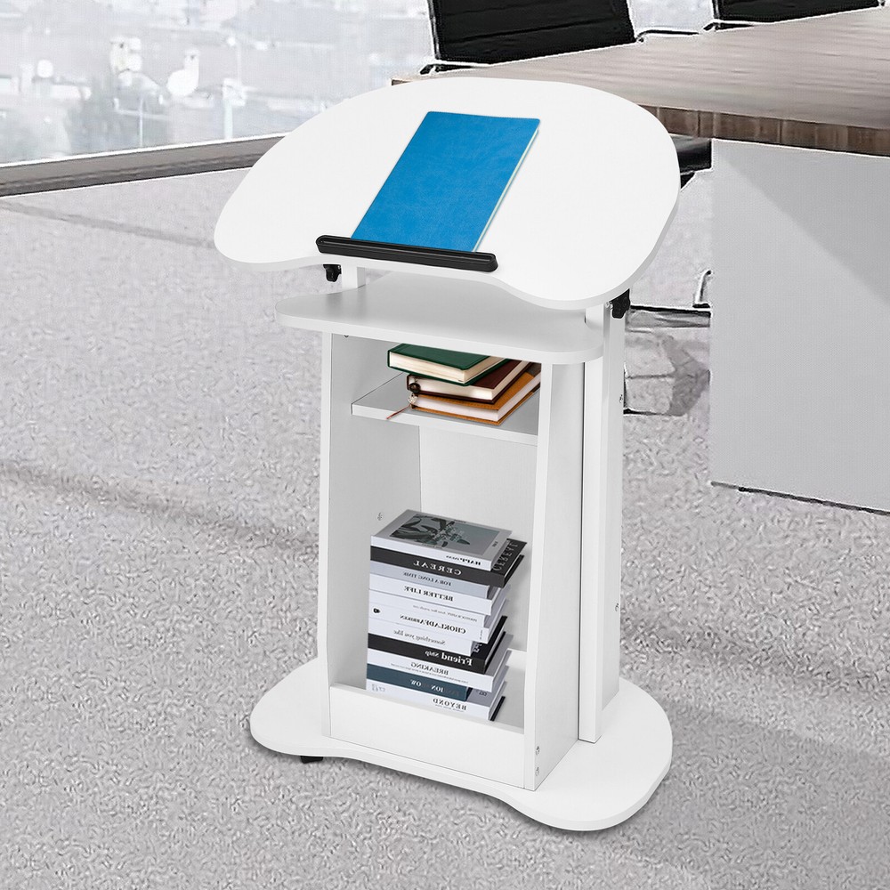 Height Adjustable Mobile Presentation Stand - Versatile Desk With Casters