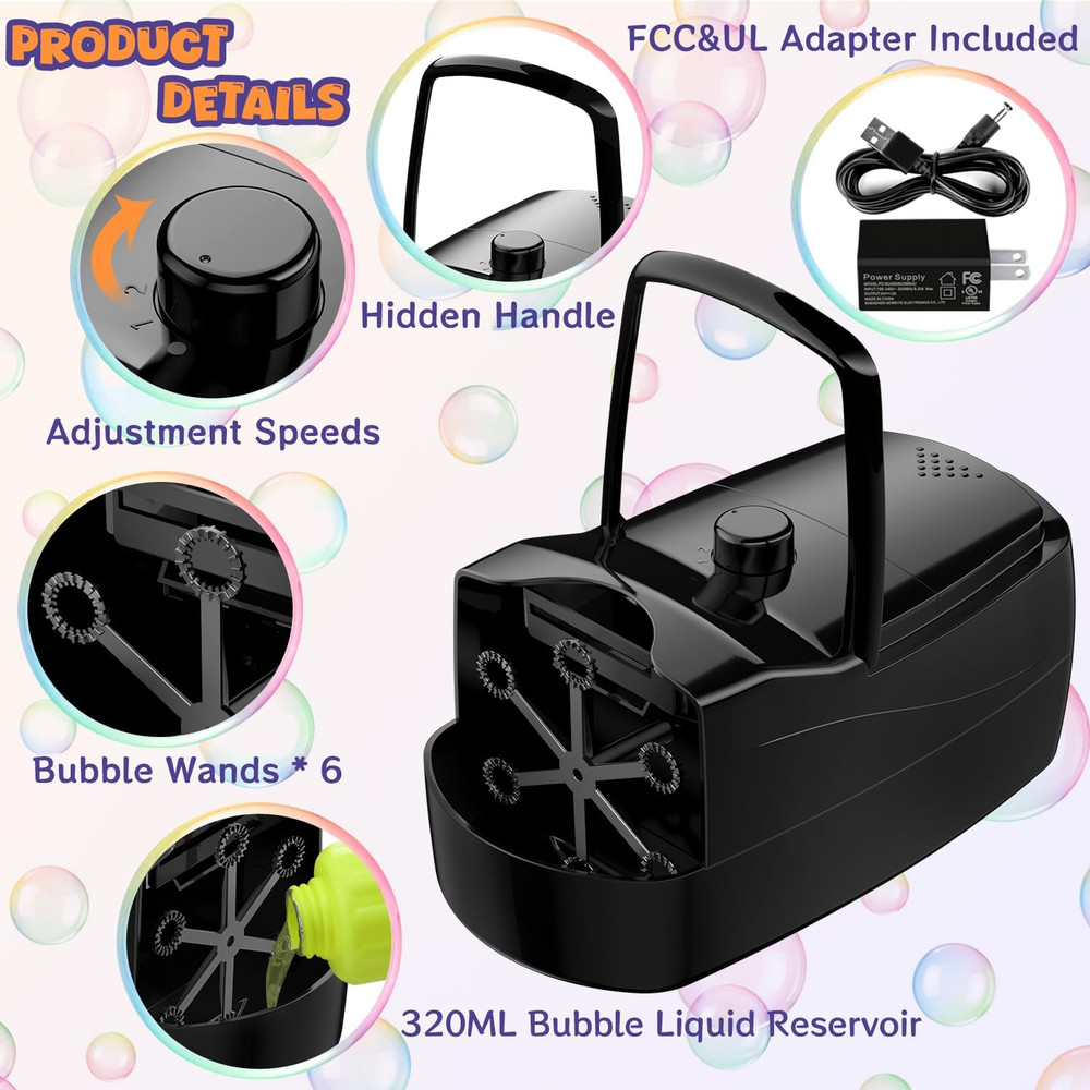 Bubble Machine, Automatic 18000+ per Minute Big Bubbles Blower Maker for Kids To