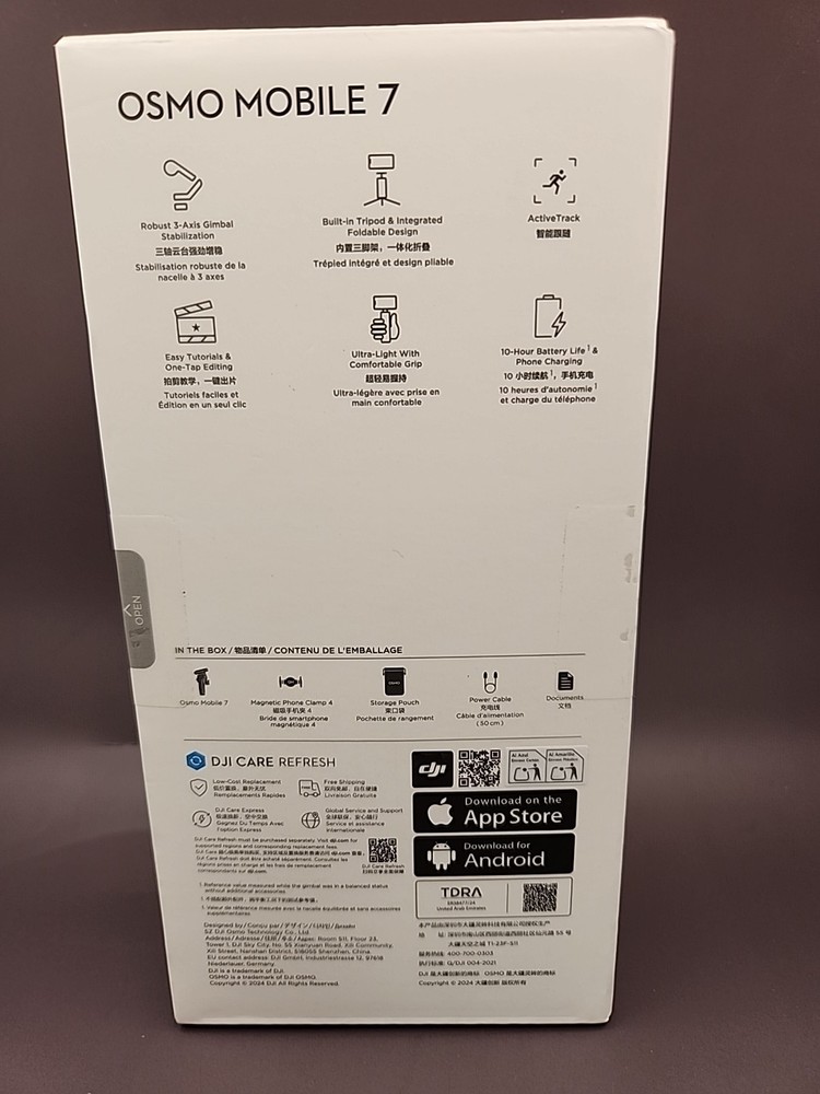 NEW DJI Osmo Mobile 7 Gimbal Stabilizer for iPhone, Android, Built in Grey