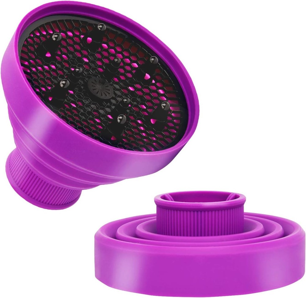 Universal Collapsible Hair Dryer Diffuser Attachment- Salon Grade Purple